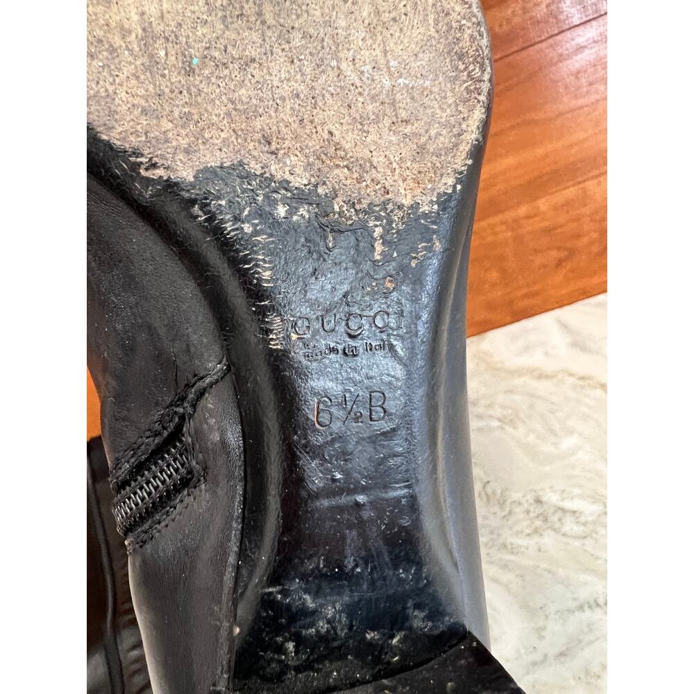 Gucci black leather square toe knee high boots 6.5 - Picture 13 of 15